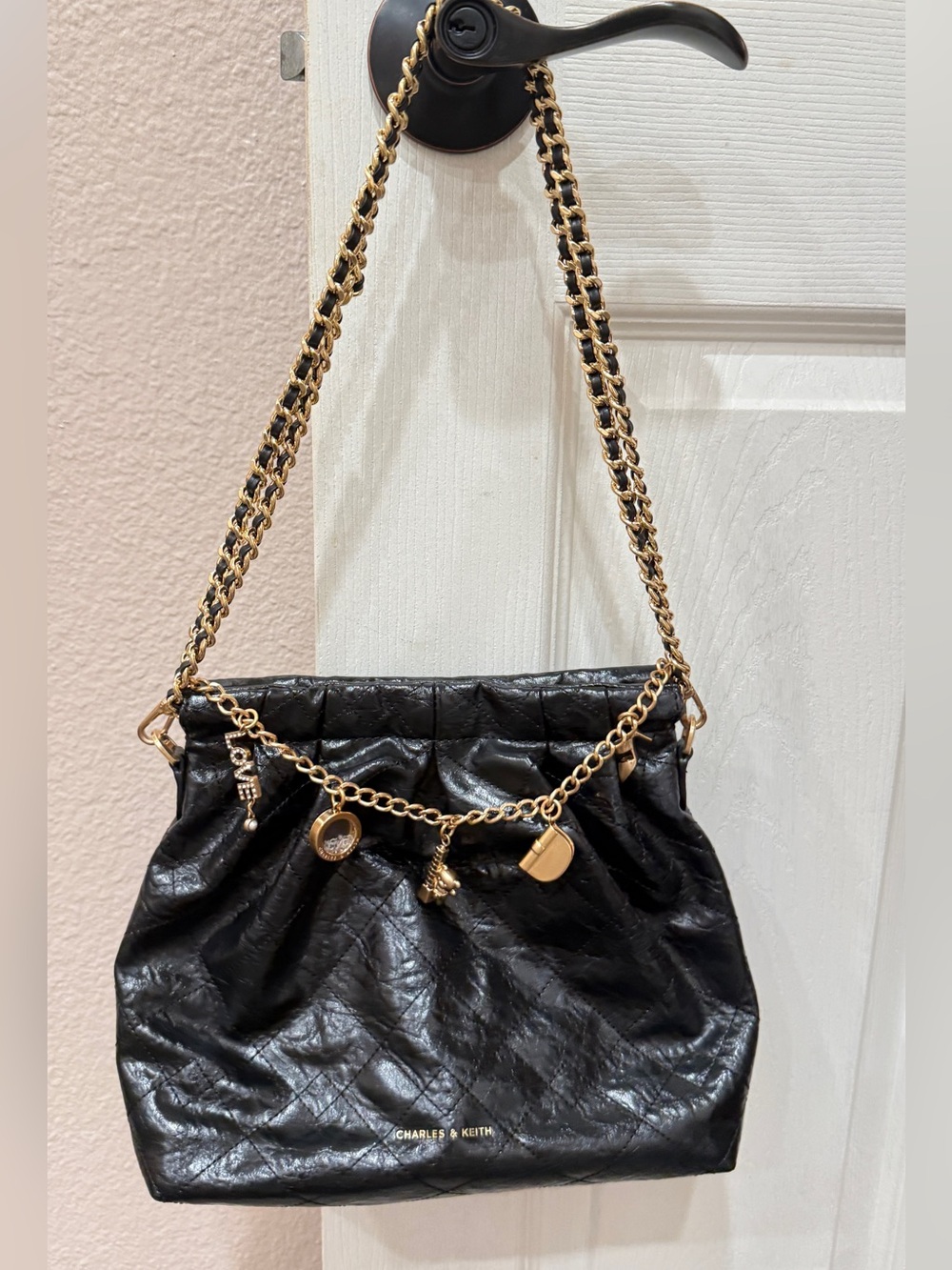Charles & Keith Black Quilted Shoulder Bag Limited edition Taipei 101